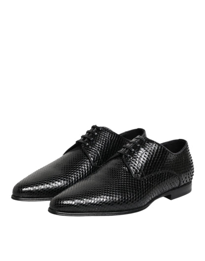 Dolce & Gabbana Men's Exotic & Python Leather Derby Lace-Up Shoes - Black