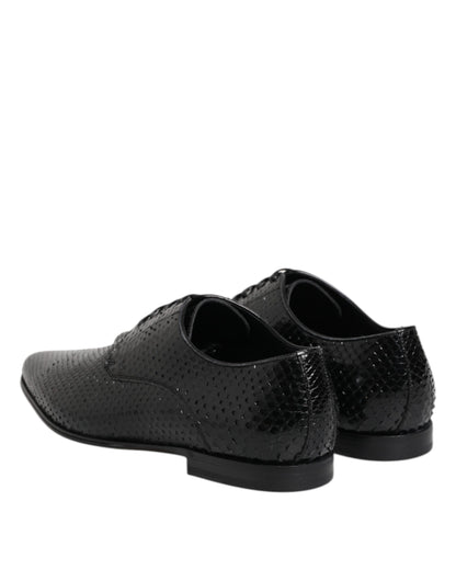 Dolce & Gabbana Men's Exotic & Python Leather Derby Lace-Up Shoes - Black