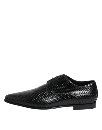 Dolce & Gabbana Men's Exotic & Python Leather Derby Lace-Up Shoes - Black