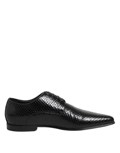Dolce & Gabbana Men's Exotic & Python Leather Derby Lace-Up Shoes - Black