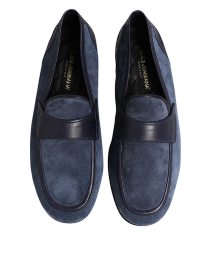 Dolce & Gabbana Men's Suede Calfskin Leather Moccasin Moccasins Loafer Shoes - Black Blue