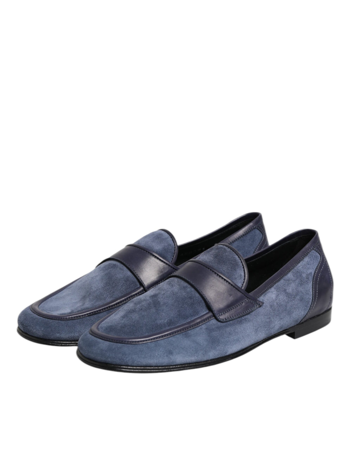 Dolce & Gabbana Men's Suede Calfskin Leather Moccasin Moccasins Loafer Shoes - Black Blue