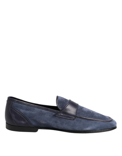 Dolce & Gabbana Men's Suede Calfskin Leather Moccasin Moccasins Loafer Shoes - Black Blue