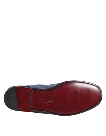 Dolce & Gabbana Men's Suede Calfskin Leather Moccasin Moccasins Loafer Shoes - Black Blue