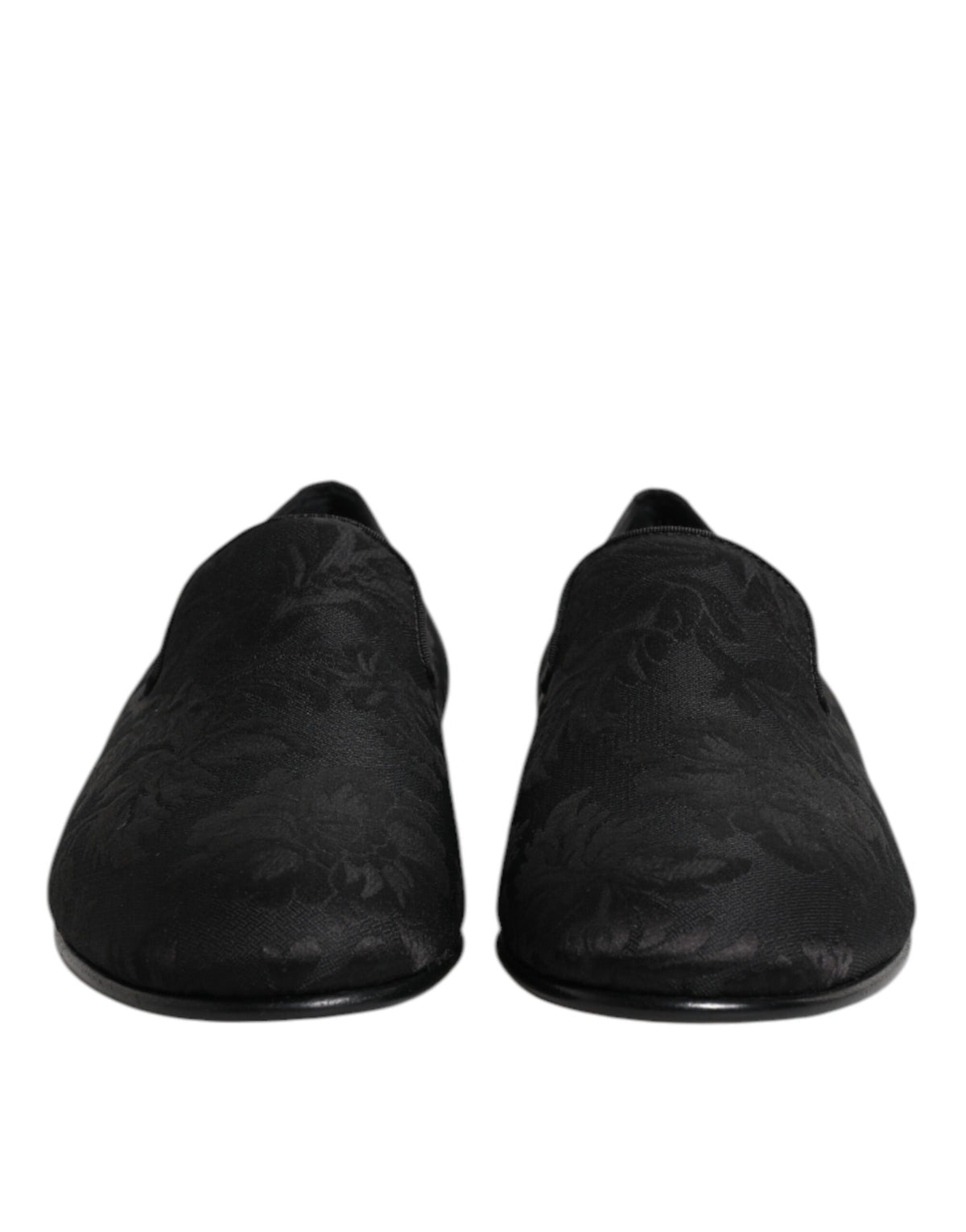 Dolce & Gabbana Men's Cotton Polyester Viscose Silk & Leather Loafer Shoes - Black Floral