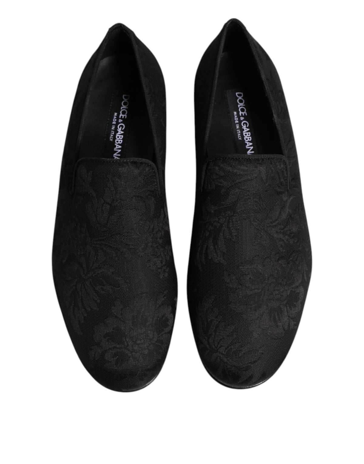 Dolce & Gabbana Men's Cotton Polyester Viscose Silk & Leather Loafer Shoes - Black Floral