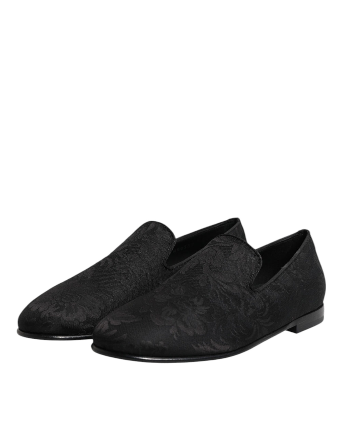 Dolce & Gabbana Men's Cotton Polyester Viscose Silk & Leather Loafer Shoes - Black Floral