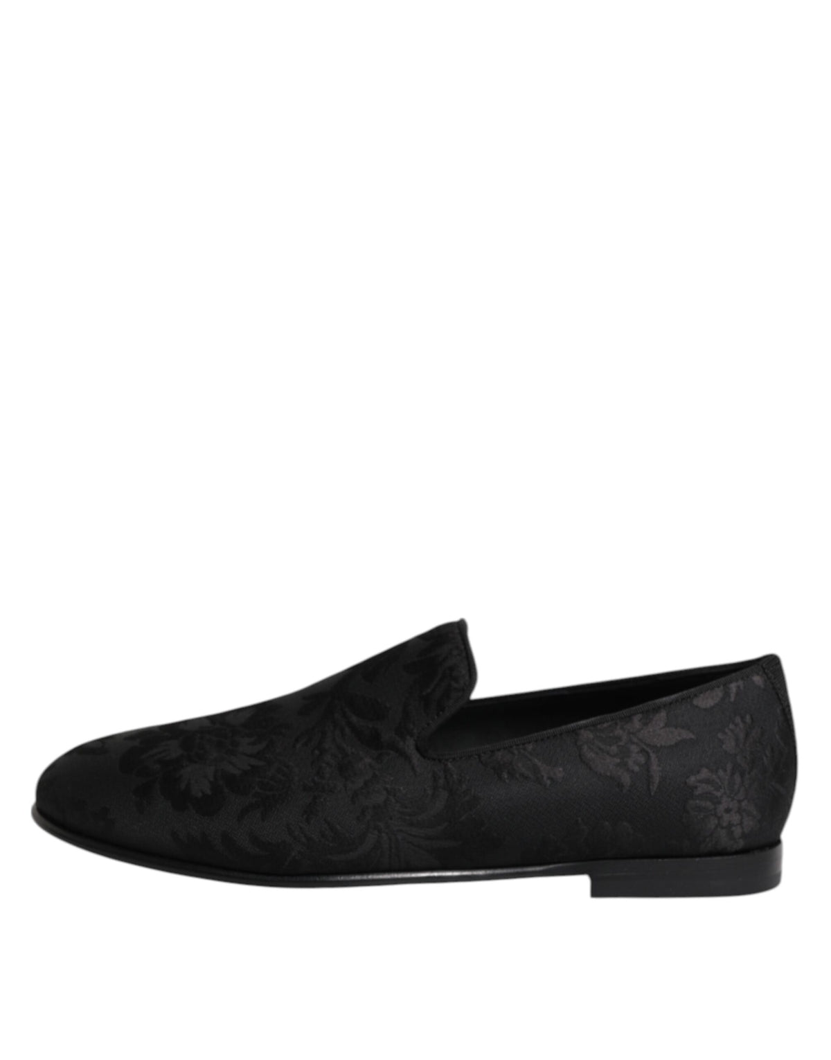 Dolce & Gabbana Men's Cotton Polyester Viscose Silk & Leather Loafer Shoes - Black Floral