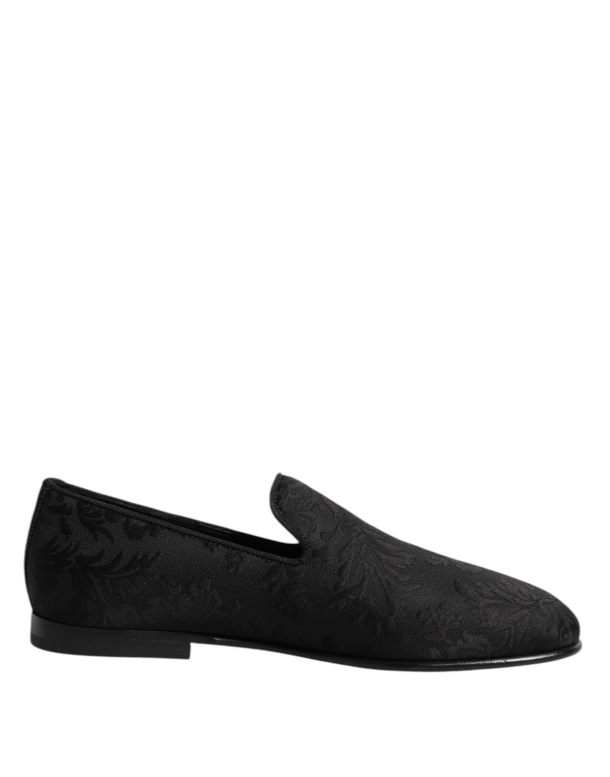 Dolce & Gabbana Men's Cotton Polyester Viscose Silk & Leather Loafer Shoes - Black Floral