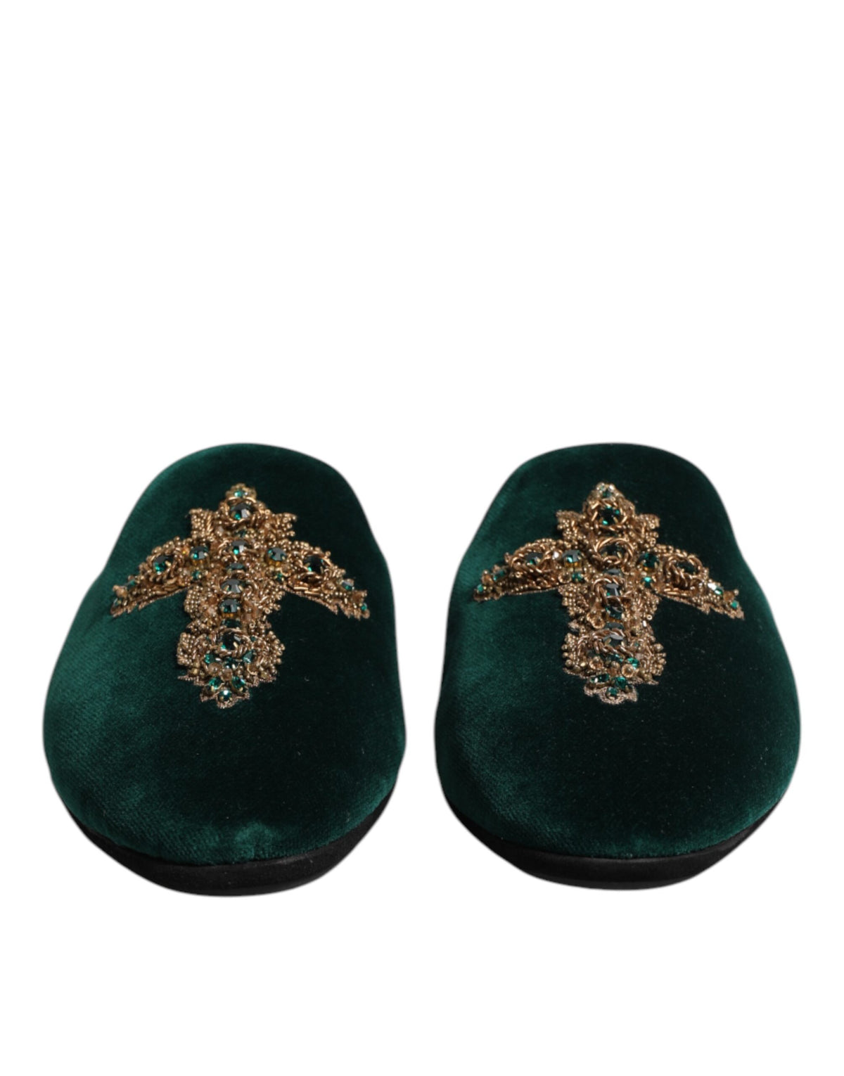 Dolce & Gabbana Men's Cotton Velvet Satin & Goatskin Leather Slider Sandals - Green Red