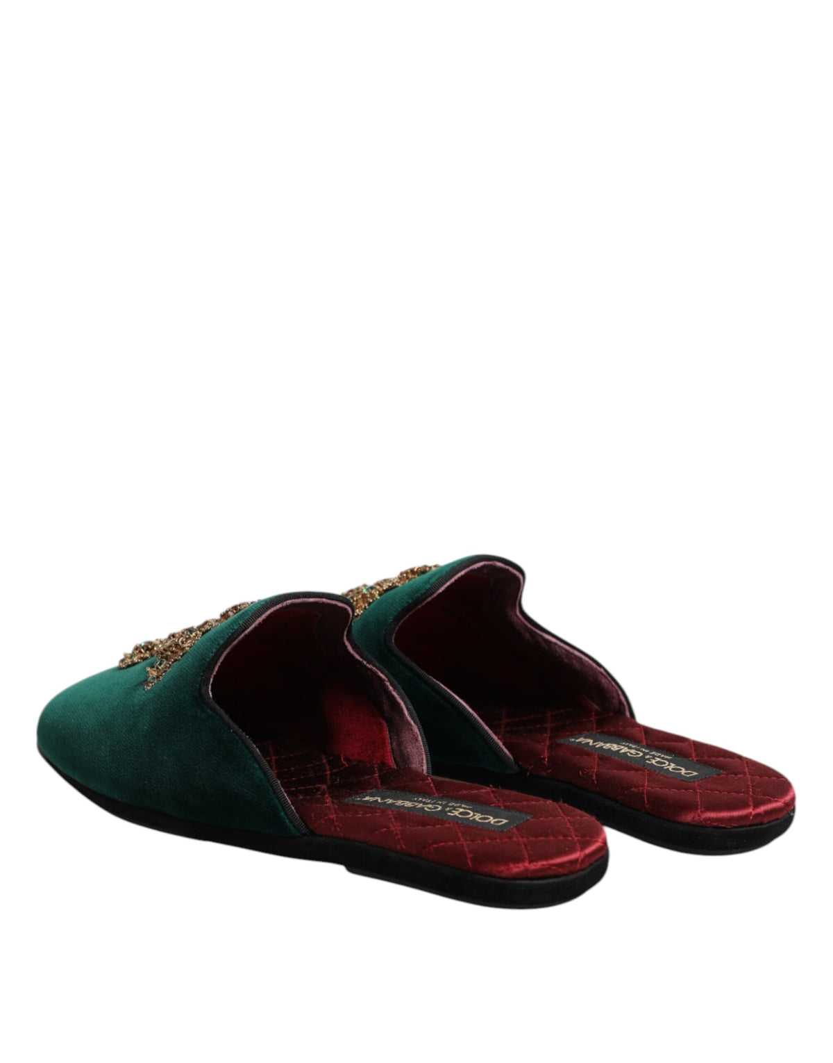 Dolce & Gabbana Men's Cotton Velvet Satin & Goatskin Leather Slider Sandals - Green Red