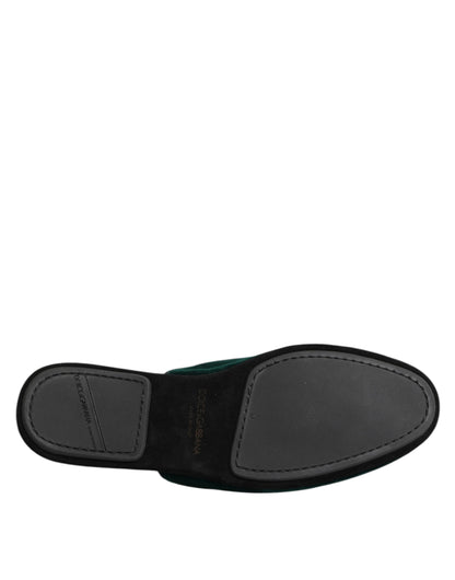 Dolce & Gabbana Men's Cotton Velvet Satin & Goatskin Leather Slider Sandals - Green Red