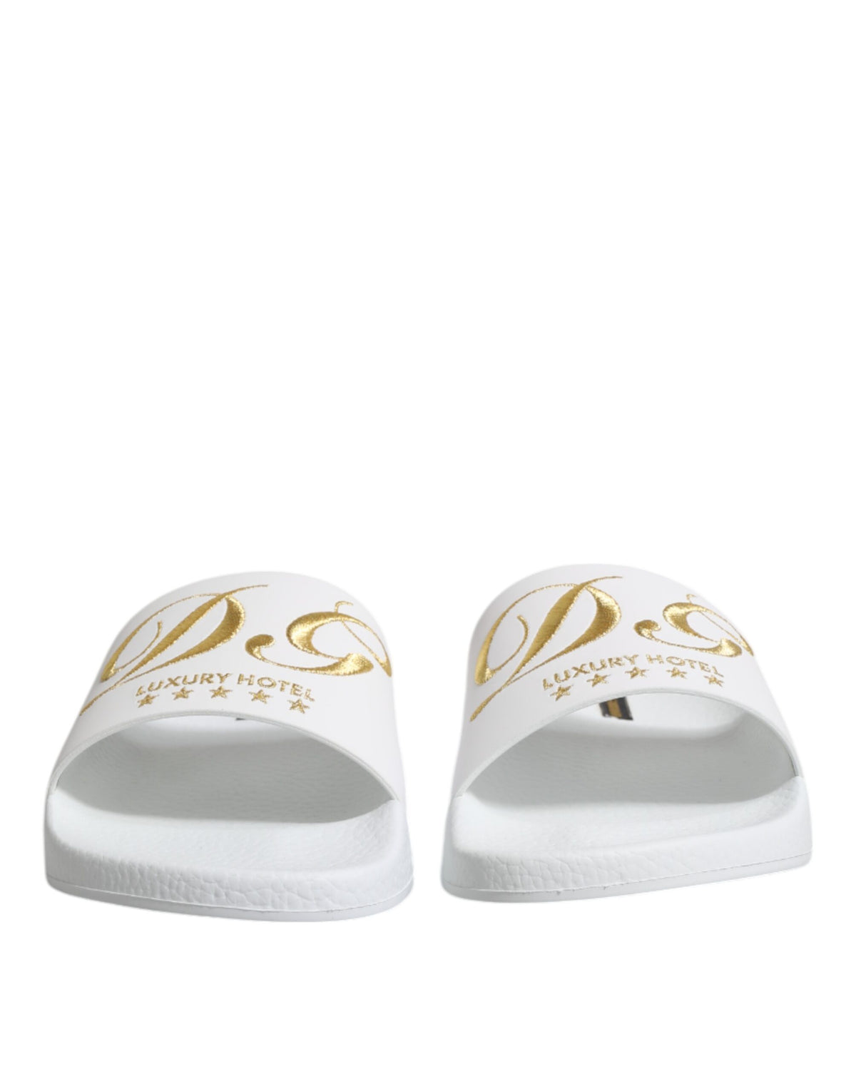 Dolce & Gabbana Men's Calfskin Leather Slider Sandals - White