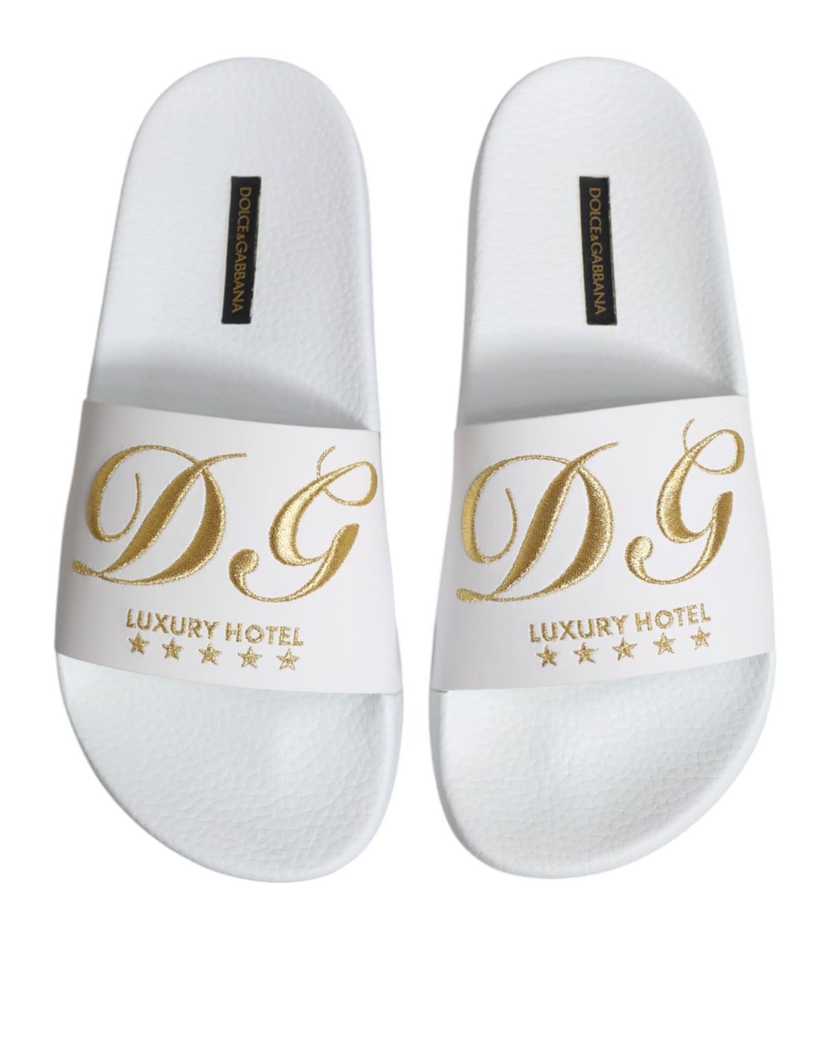 Dolce & Gabbana Men's Calfskin Leather Slider Sandals - White