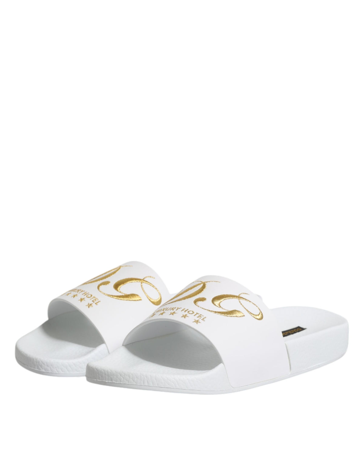 Dolce & Gabbana Men's Calfskin Leather Slider Sandals - White
