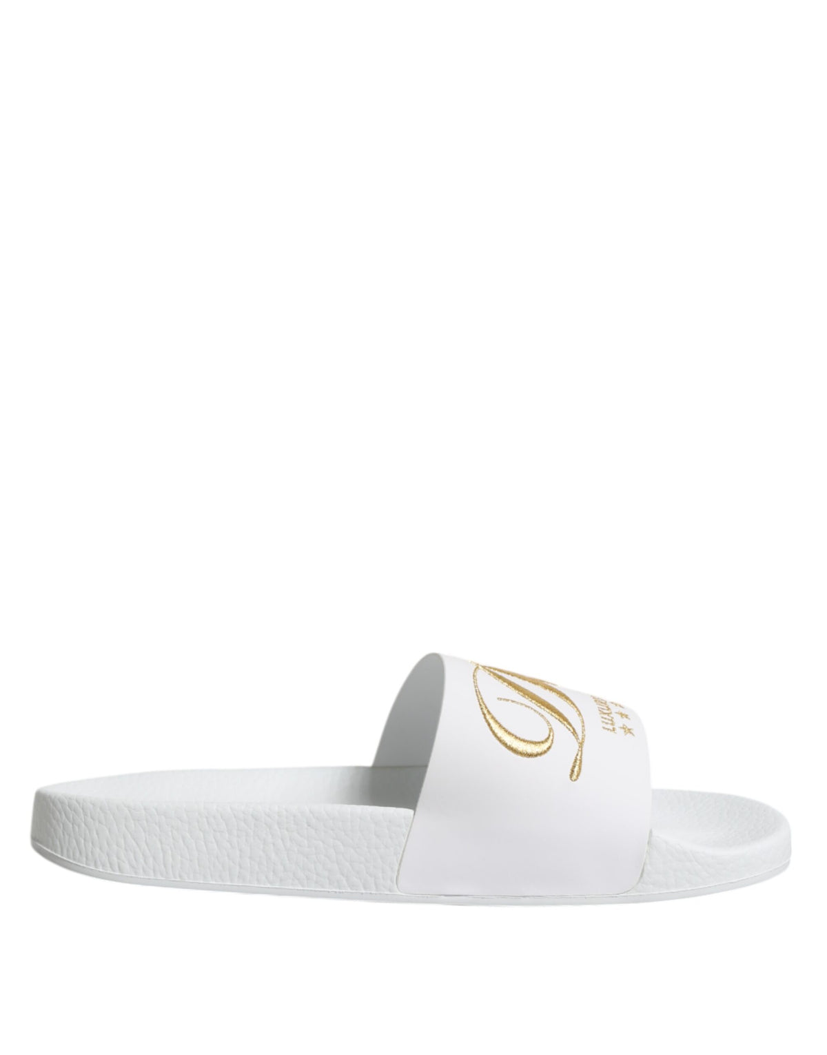 Dolce & Gabbana Men's Calfskin Leather Slider Sandals - White