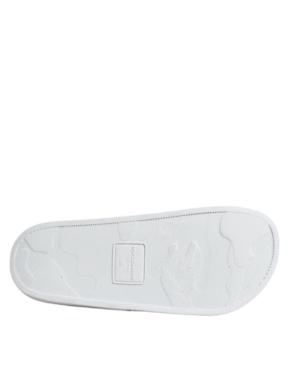 Dolce & Gabbana Men's Calfskin Leather Slider Sandals - White