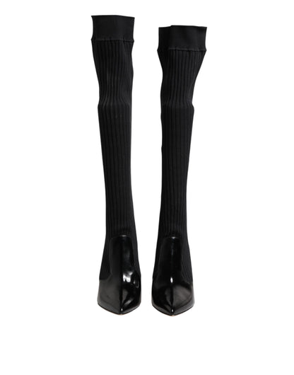 Dolce & Gabbana Women's Leather Sock Boots - Black