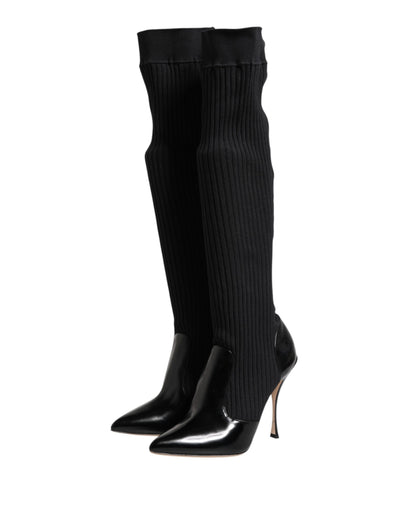 Dolce & Gabbana Women's Leather Sock Boots - Black