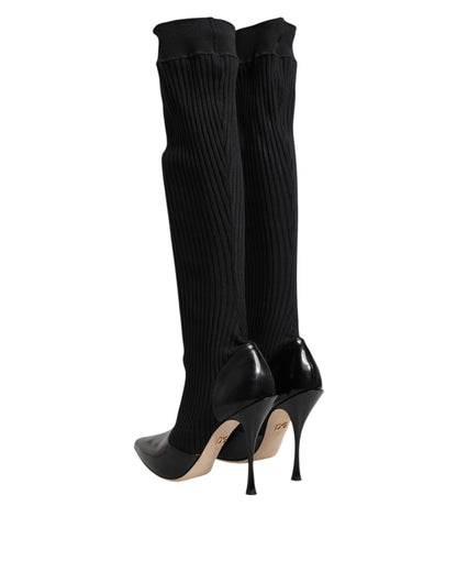 Dolce & Gabbana Women's Leather Sock Boots - Black