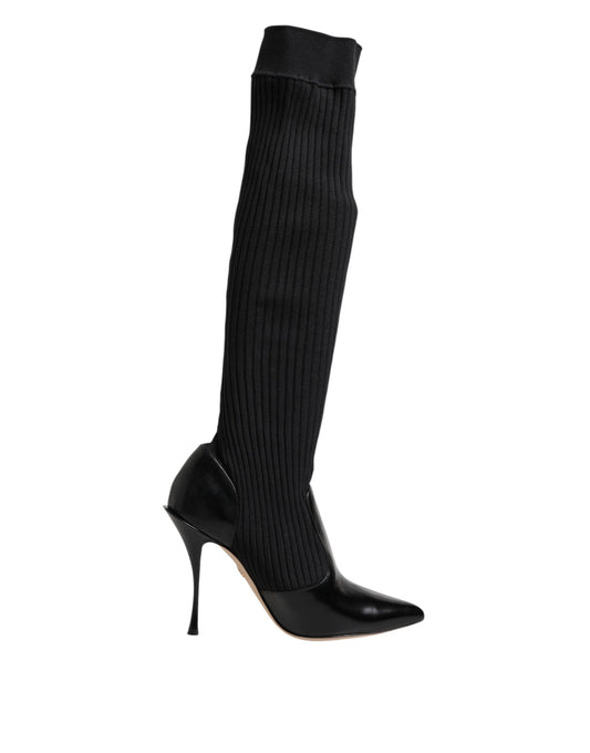 Dolce & Gabbana Women's Leather Sock Boots - Black