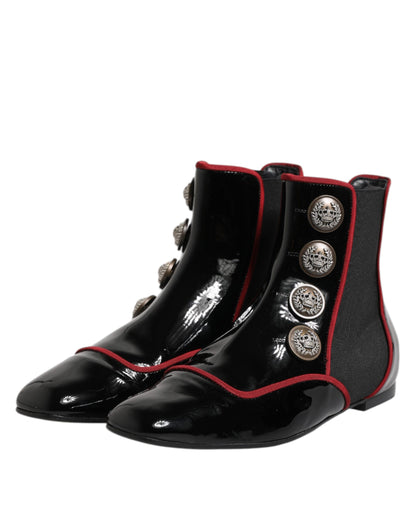 Dolce & Gabbana Jackie Women's Polyester Viscose & Calf Leather Ankle Chelsea Boots - Black