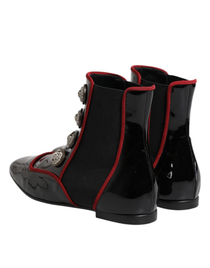 Dolce & Gabbana Jackie Women's Polyester Viscose & Calf Leather Ankle Chelsea Boots - Black