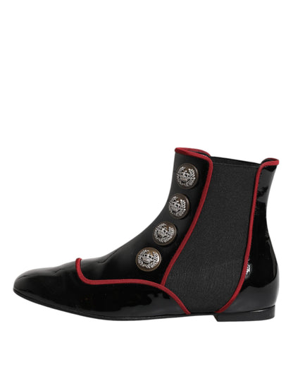 Dolce & Gabbana Jackie Women's Polyester Viscose & Calf Leather Ankle Chelsea Boots - Black