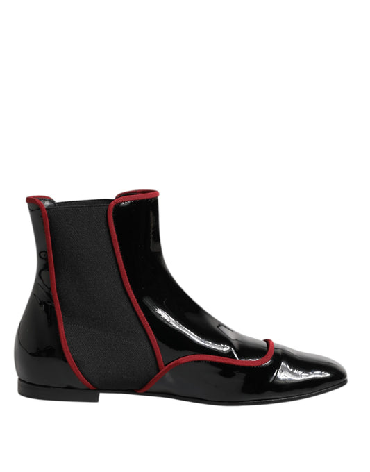 Dolce & Gabbana Jackie Women's Polyester Viscose & Calf Leather Ankle Chelsea Boots - Black