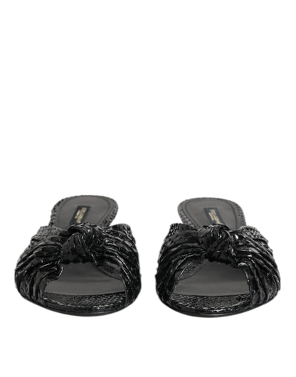 Dolce & Gabbana Women's Python Leather Slider Sandals - Black