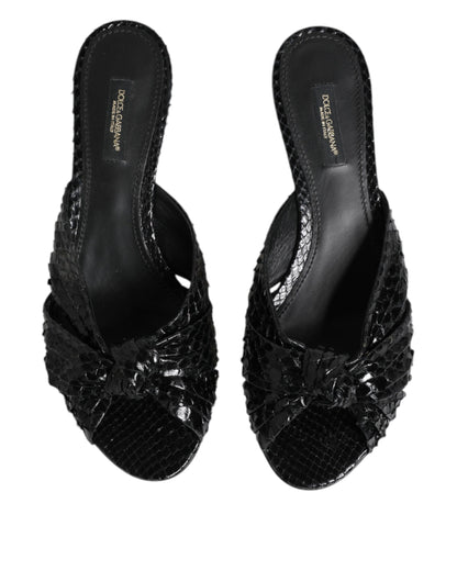 Dolce & Gabbana Women's Python Leather Slider Sandals - Black