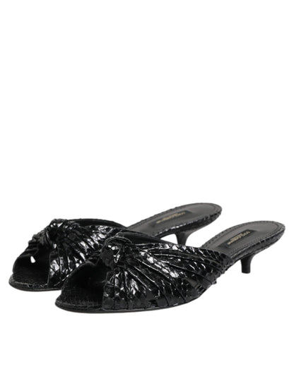 Dolce & Gabbana Women's Python Leather Slider Sandals - Black