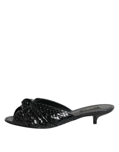 Dolce & Gabbana Women's Python Leather Slider Sandals - Black
