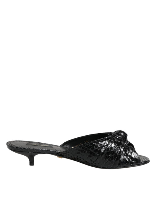 Dolce & Gabbana Women's Python Leather Slider Sandals - Black