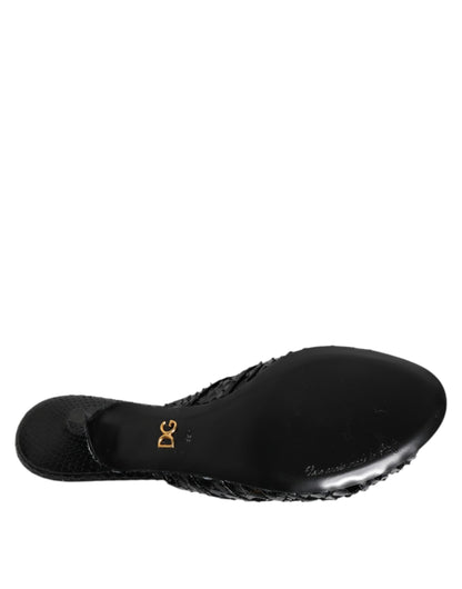Dolce & Gabbana Women's Python Leather Slider Sandals - Black