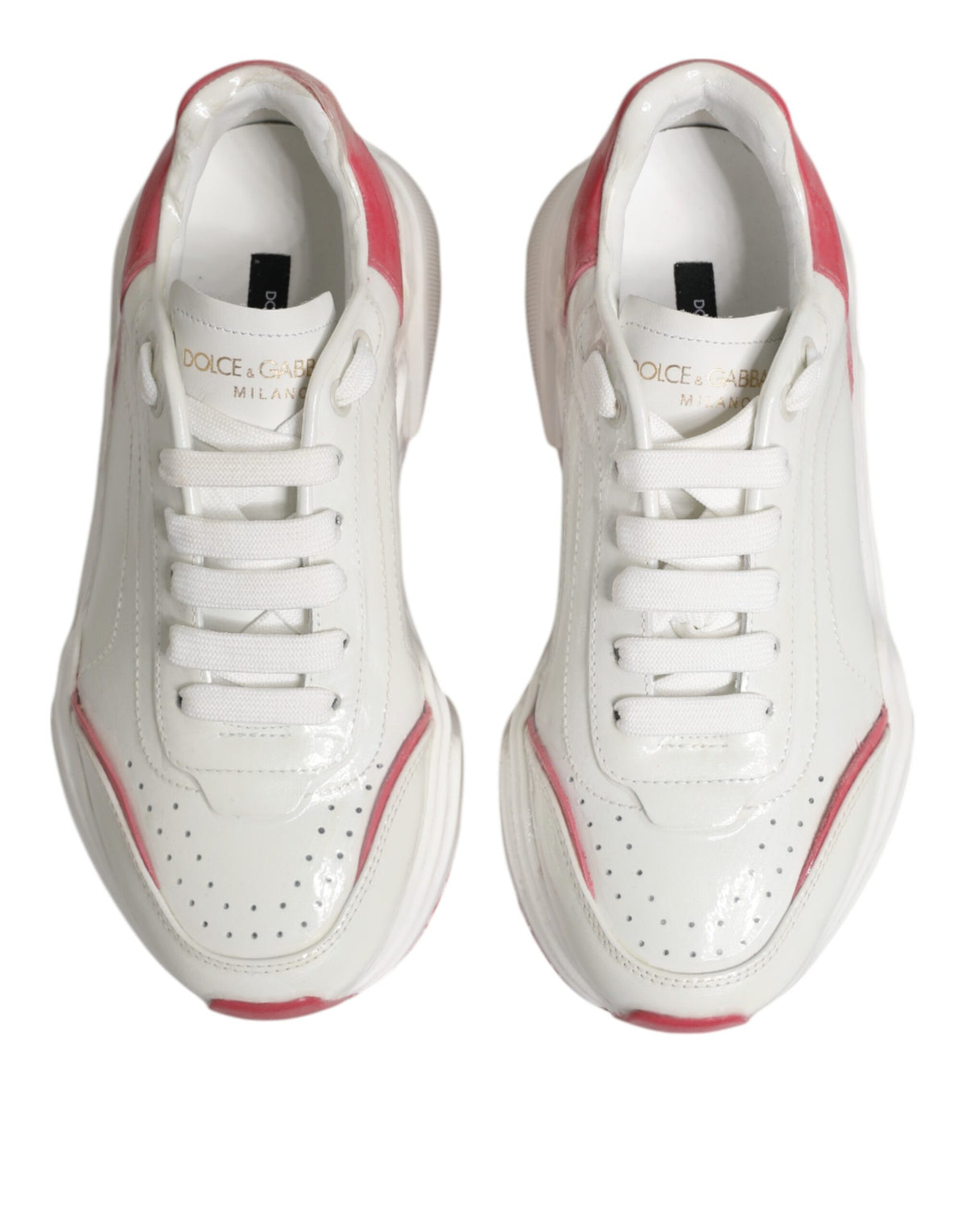Dolce & Gabbana Women's Low Top Calf Leather & Rubber Sneakers - Pink White