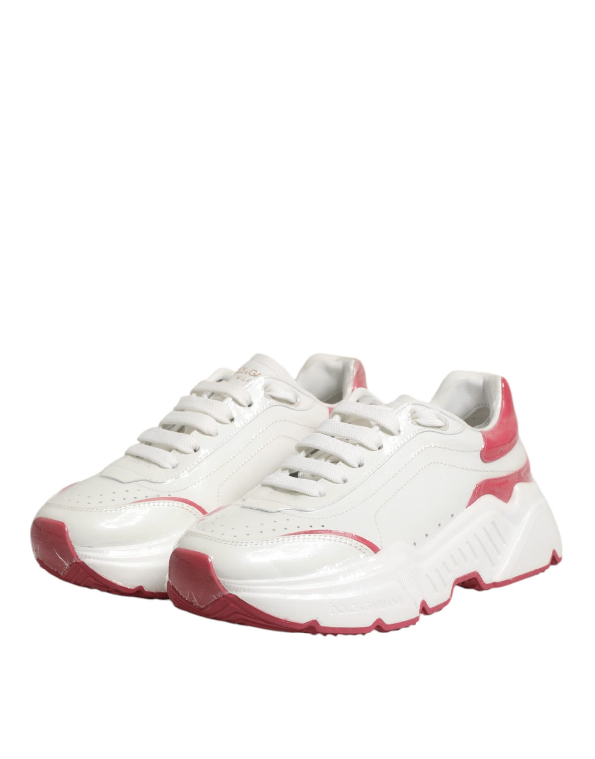 Dolce & Gabbana Women's Low Top Calf Leather & Rubber Sneakers - Pink White