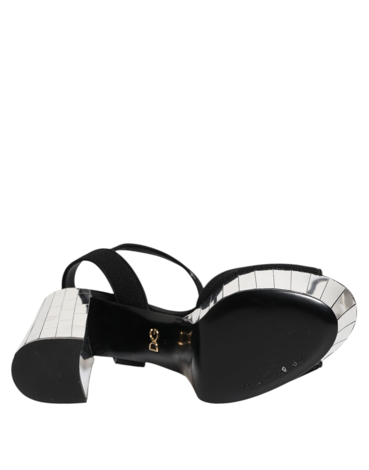Dolce & Gabbana Women's Crystal Leather Viscose & Wool Ankle Strap Sandals - Black Silver