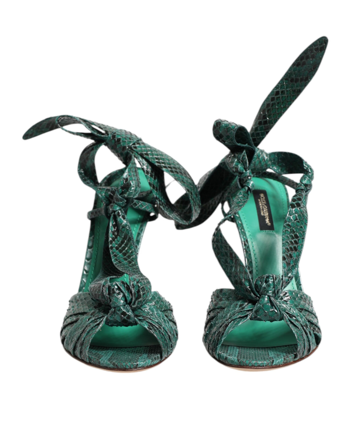 Dolce & Gabbana Women's Python Leather Sandals - Animal Green Print