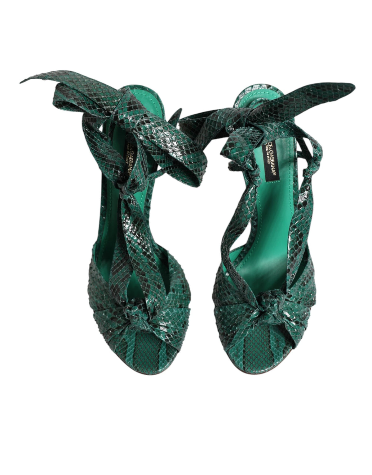 Dolce & Gabbana Women's Python Leather Sandals - Animal Green Print