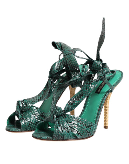 Dolce & Gabbana Women's Python Leather Sandals - Animal Green Print