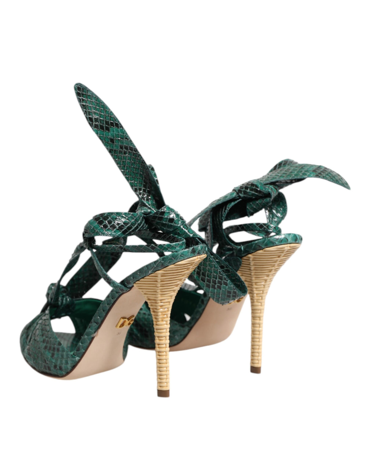 Dolce & Gabbana Women's Python Leather Sandals - Animal Green Print