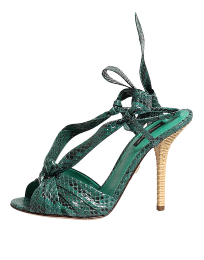 Dolce & Gabbana Women's Python Leather Sandals - Animal Green Print