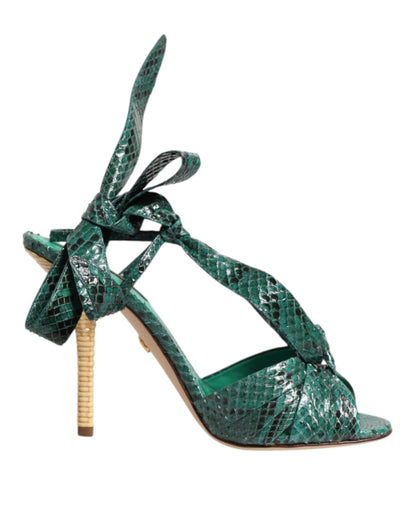 Dolce & Gabbana Women's Python Leather Sandals - Animal Green Print