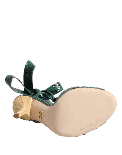 Dolce & Gabbana Women's Python Leather Sandals - Animal Green Print