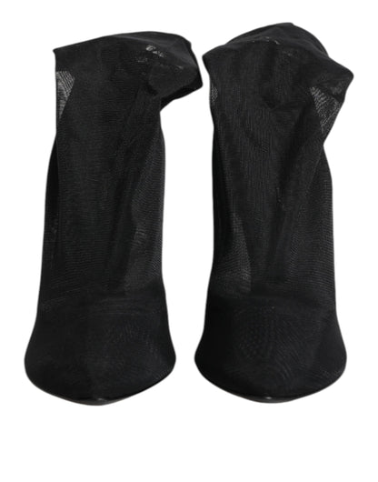 Dolce & Gabbana Women's Silk Viscose Nylon & Leather Sock Boots - Black