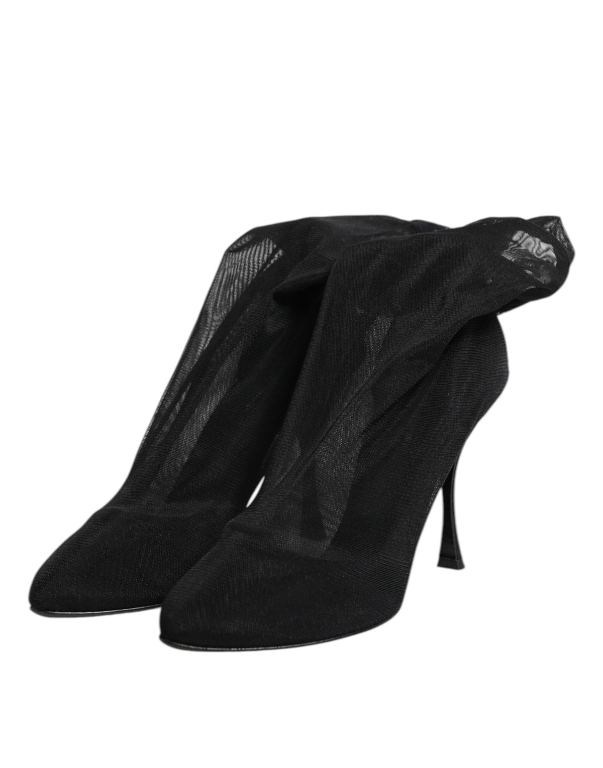 Dolce & Gabbana Women's Silk Viscose Nylon & Leather Sock Boots - Black