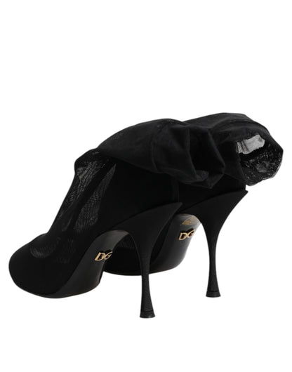 Dolce & Gabbana Women's Silk Viscose Nylon & Leather Sock Boots - Black