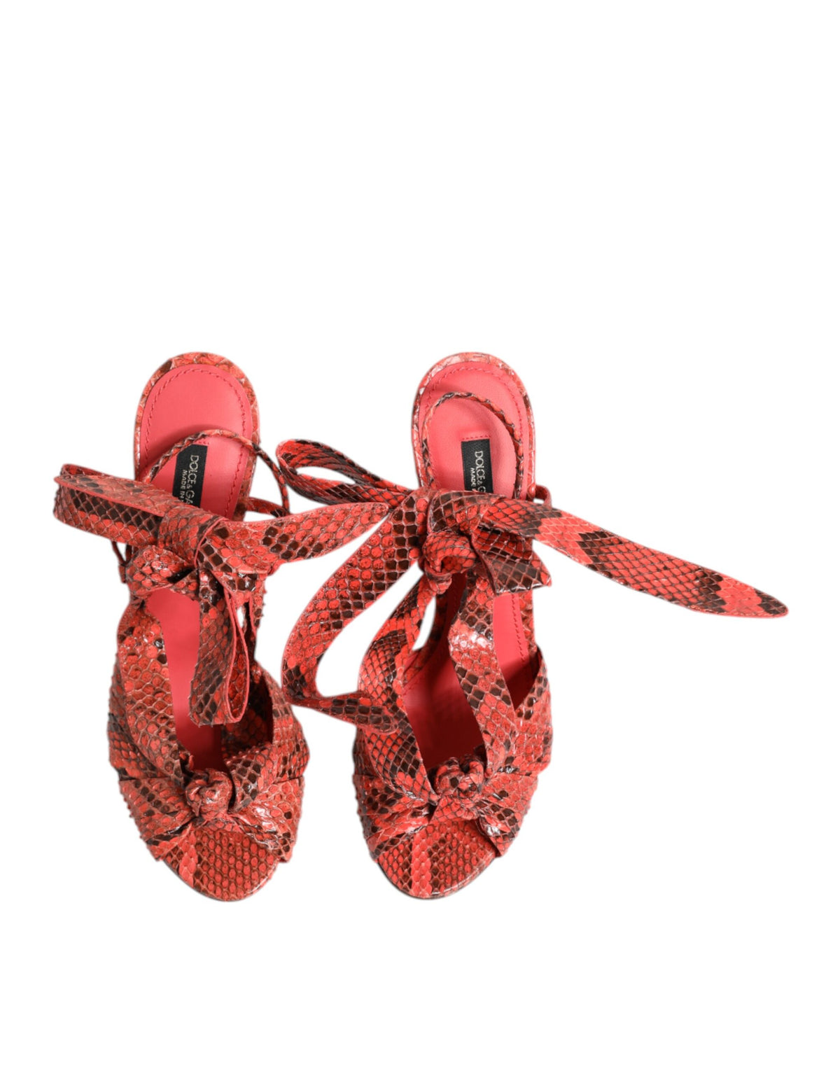 Dolce & Gabbana Women's Python Leather Sandals - Animal Coral Print