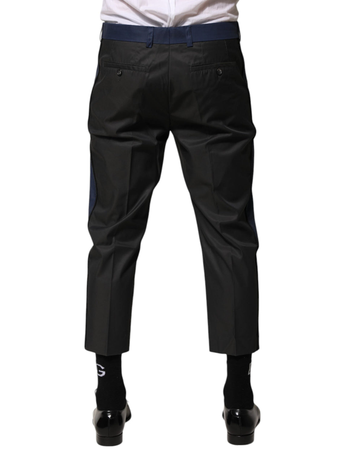 Dolce & Gabbana Men's Relaxed Fit Cropped Nylon Cotton Chinos Pants - Blue Gray